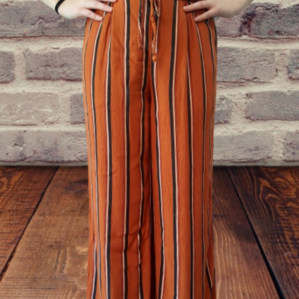 Wide Leg Palazzo Pants Rusty Orange